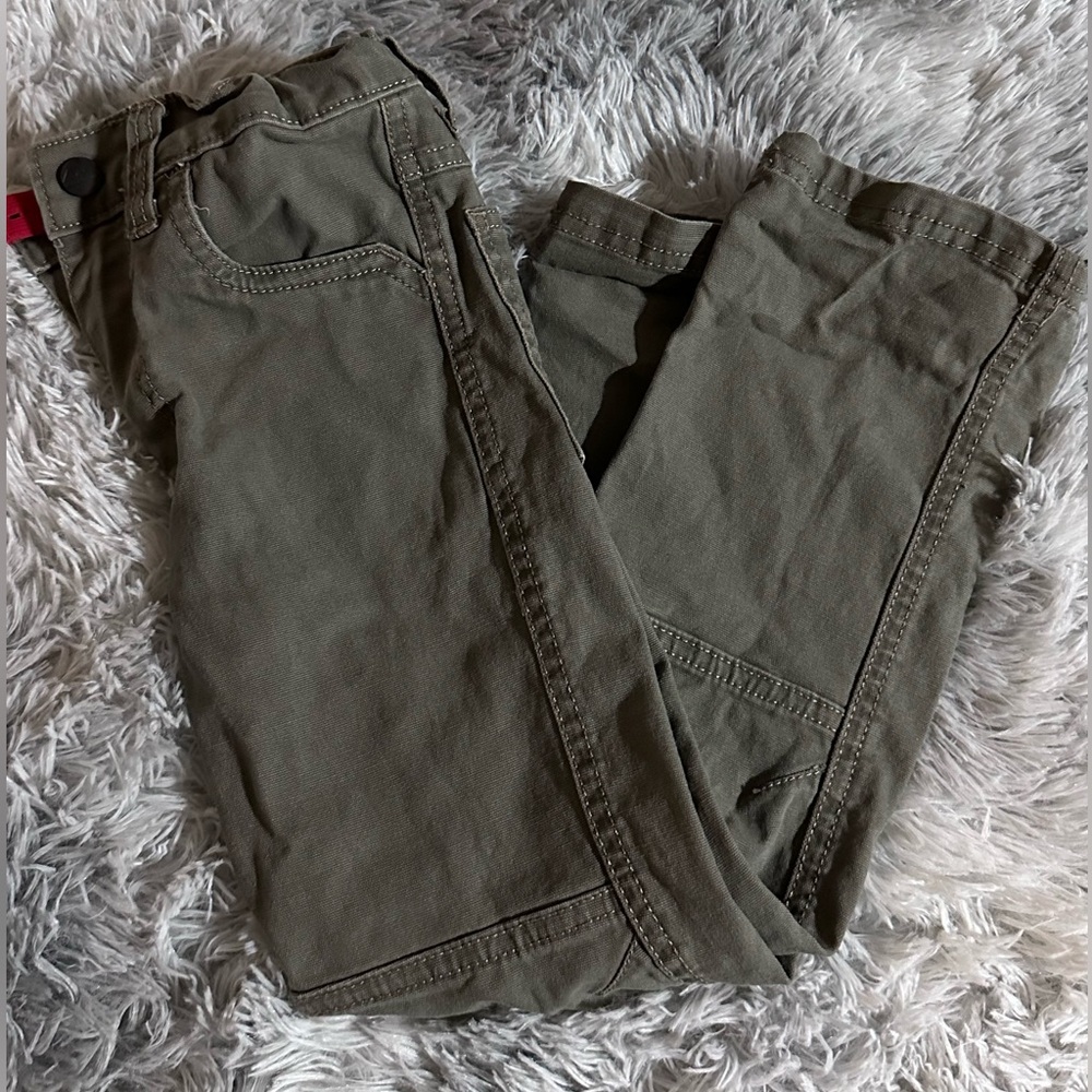 Hunter green work pants for little boys
